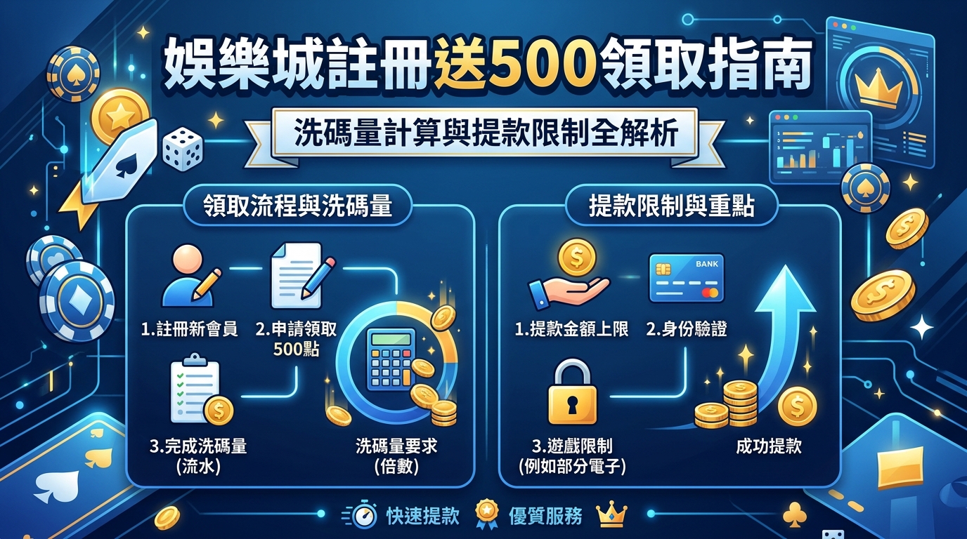 娛樂城註冊送500領取指南：洗碼量計算與提款限制全解析
